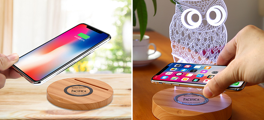 Custom Ideas Gifts Woodgrain Wireless Charging Pad under 20